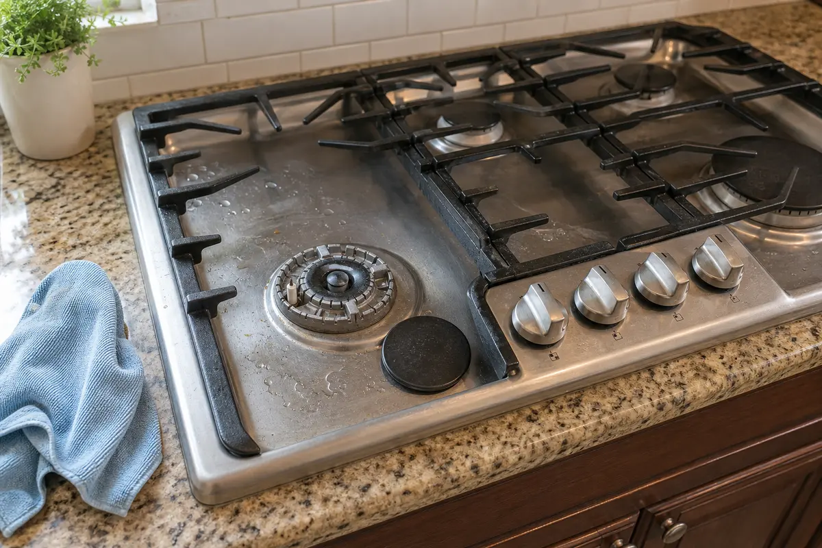 LG gas cooktop burner keeps clicking inspection with cap removed and igniter visible