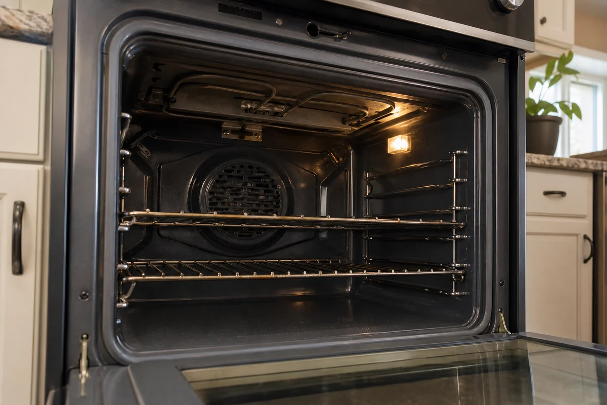Open oven cavity showing the upper broil area before checking an LG broiler failure