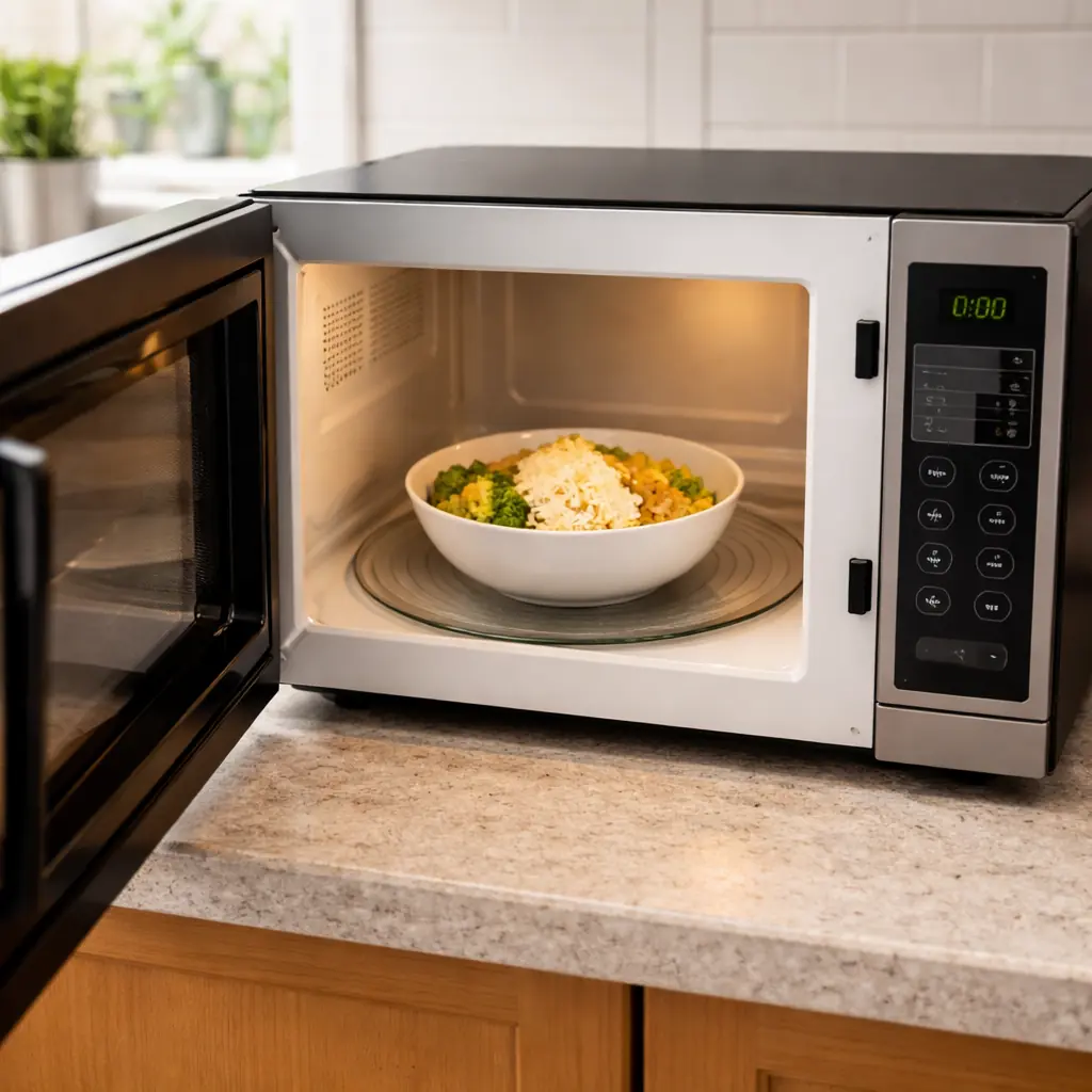 Microwave in a kitchen associated with not heating food