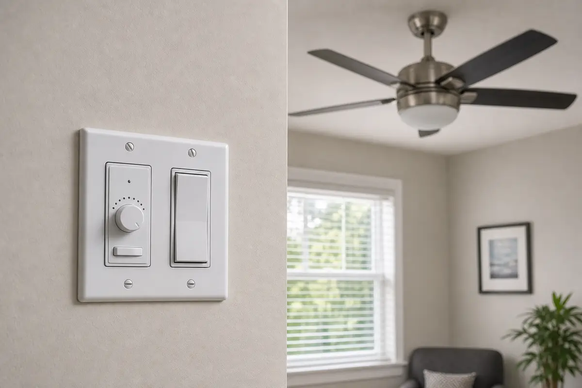 Ceiling fan wall control checked for buzzing after installation