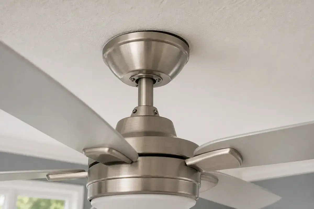 Ceiling fan canopy trim checked for rattling noise