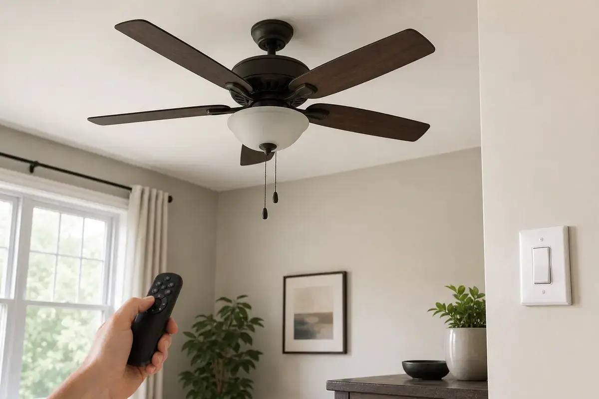 Ceiling fan wall switch feed checked for random stops