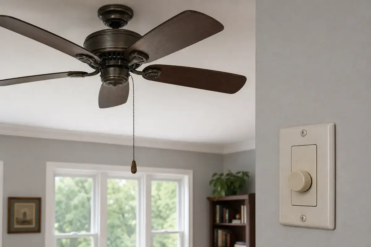 Ceiling fan wall control checked when switch will not control fan