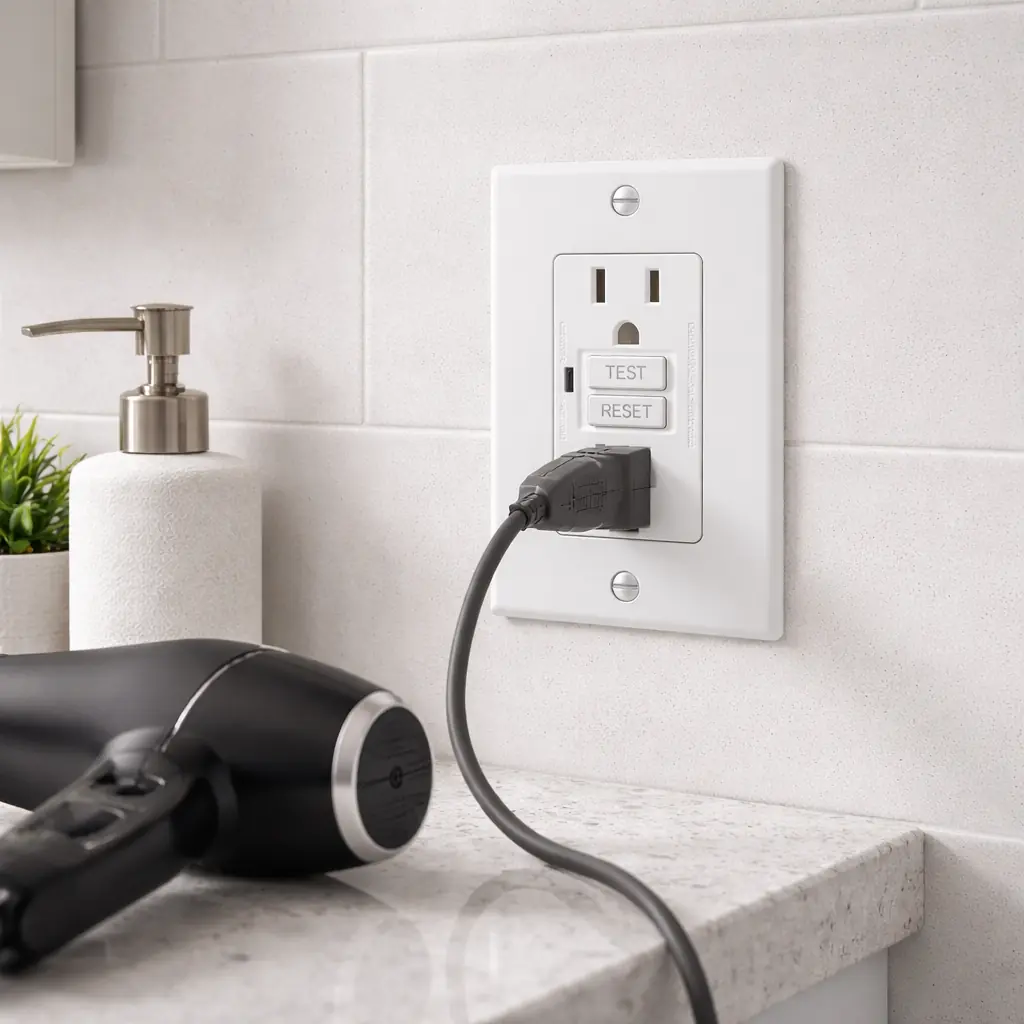 Bathroom or kitchen GFCI outlet associated with not working