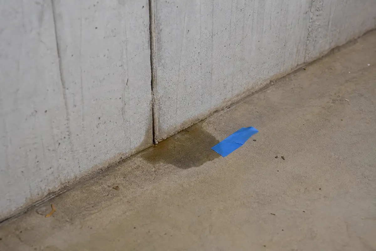 Small basement puddle starting at the cove joint after heavy rain