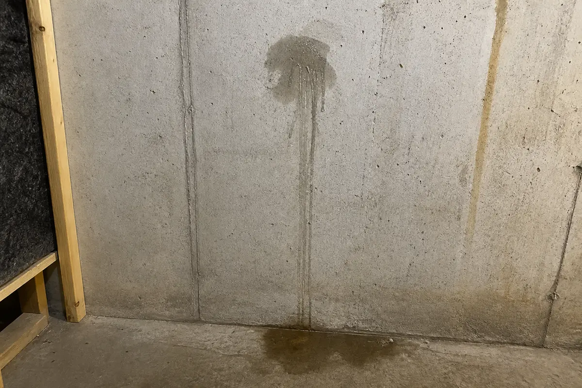 Highest wet point on a basement foundation wall after heavy rain
