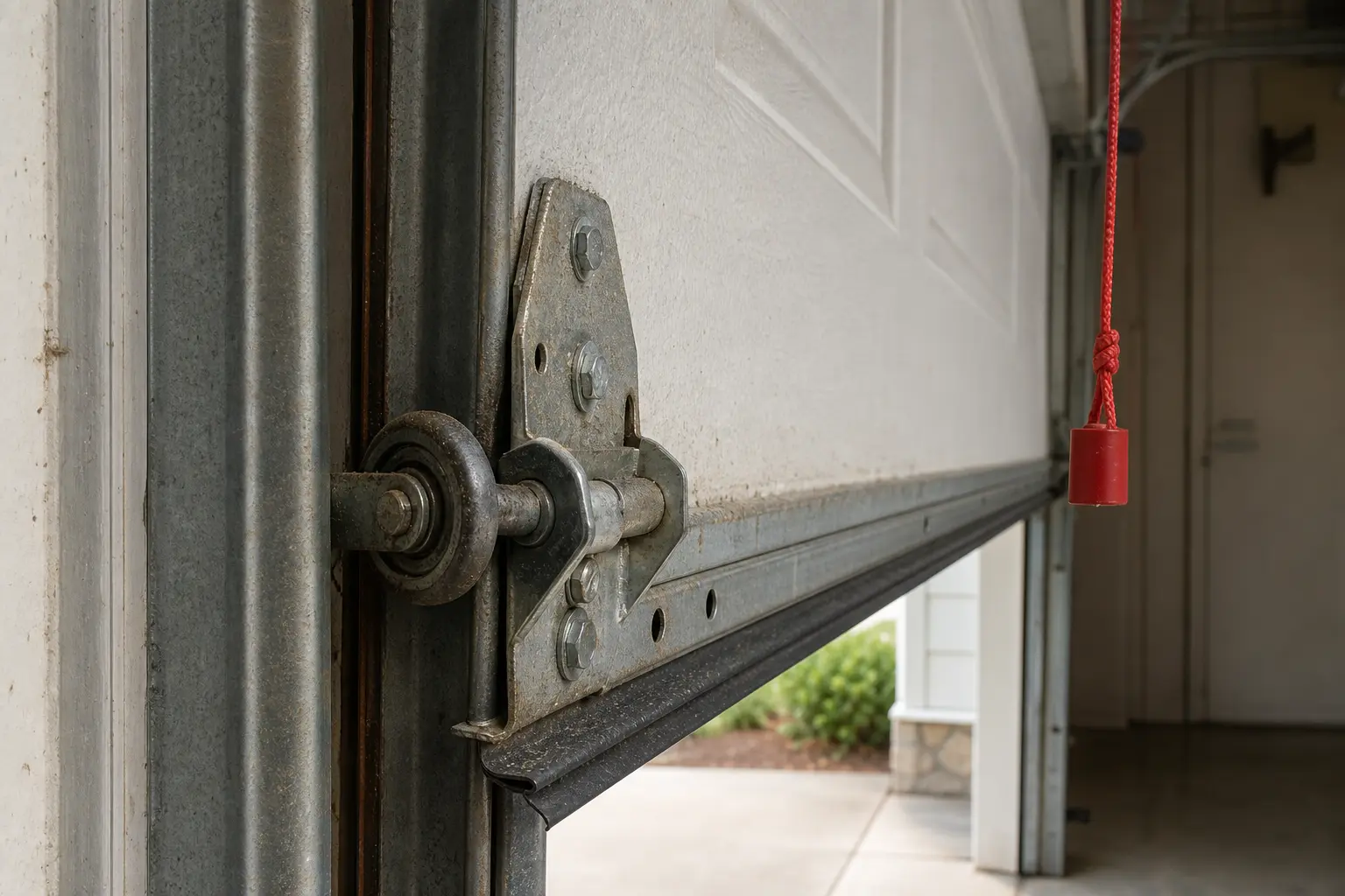 Garage door roller and hinge area checked for binding where the door reverses