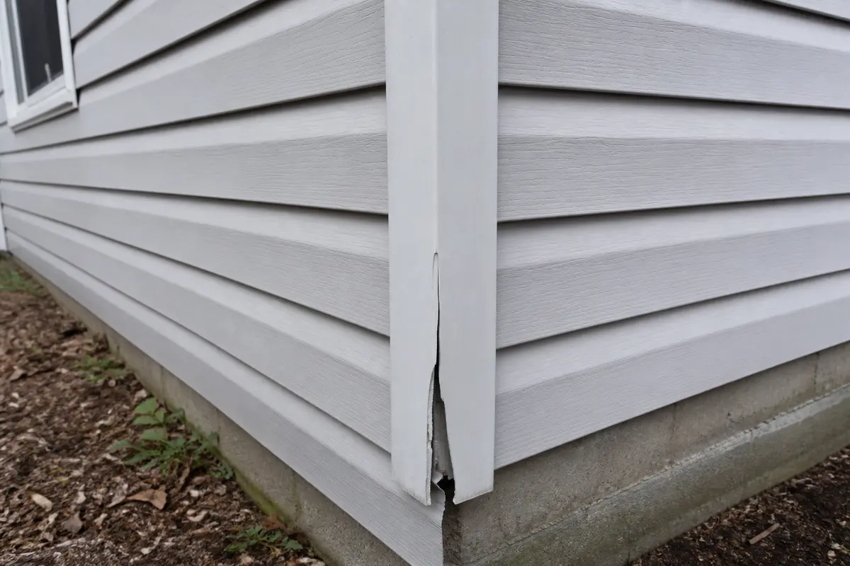 cracked siding corner trim with surrounding siding checked before removal