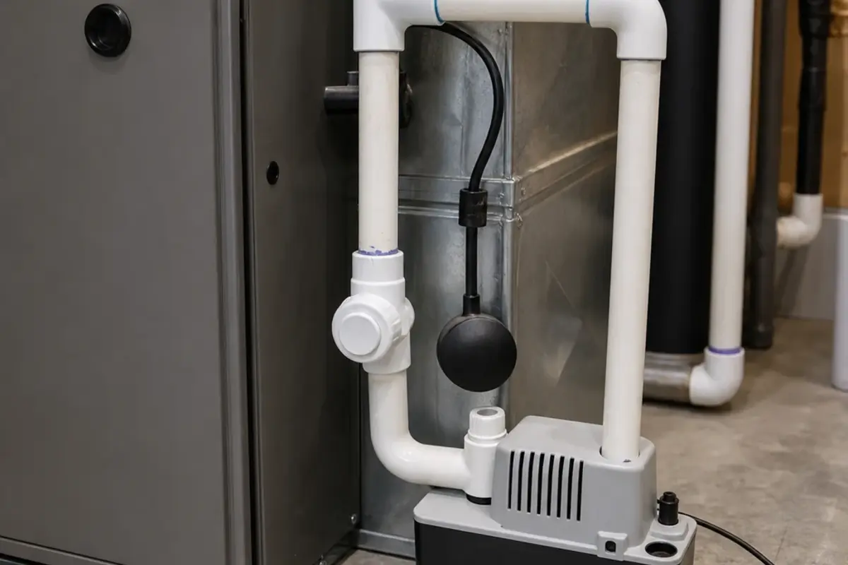 Condensate float switch clue for an air conditioner dripping inside