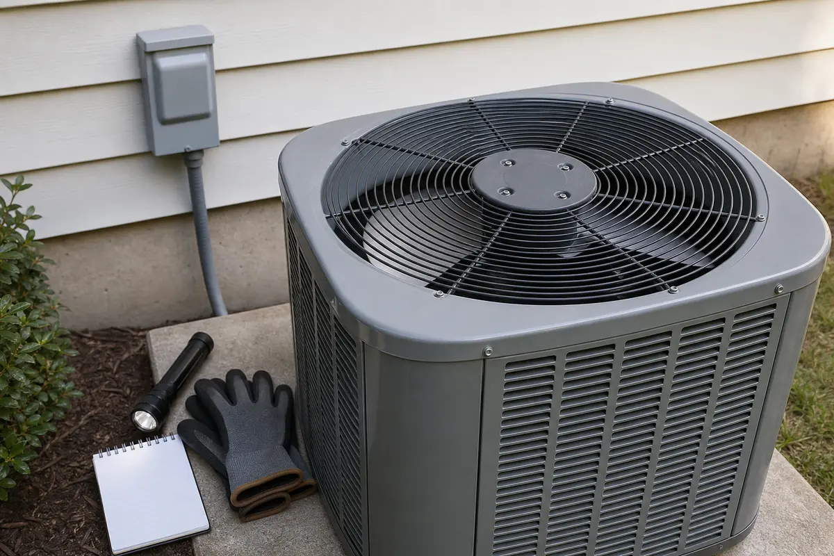 Power-off condenser fan guard check for an air conditioner fan not spinning
