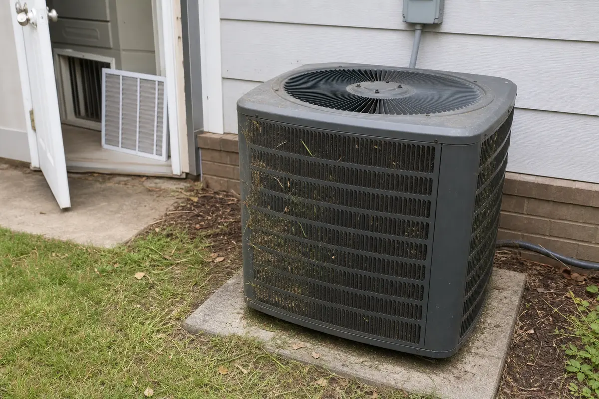Outdoor condenser and return filter area checked when an air conditioner keeps running