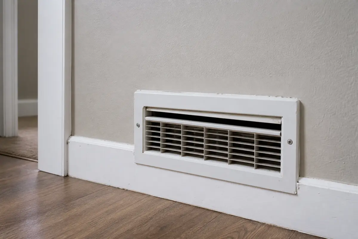 Supply register checked for low airflow upstairs