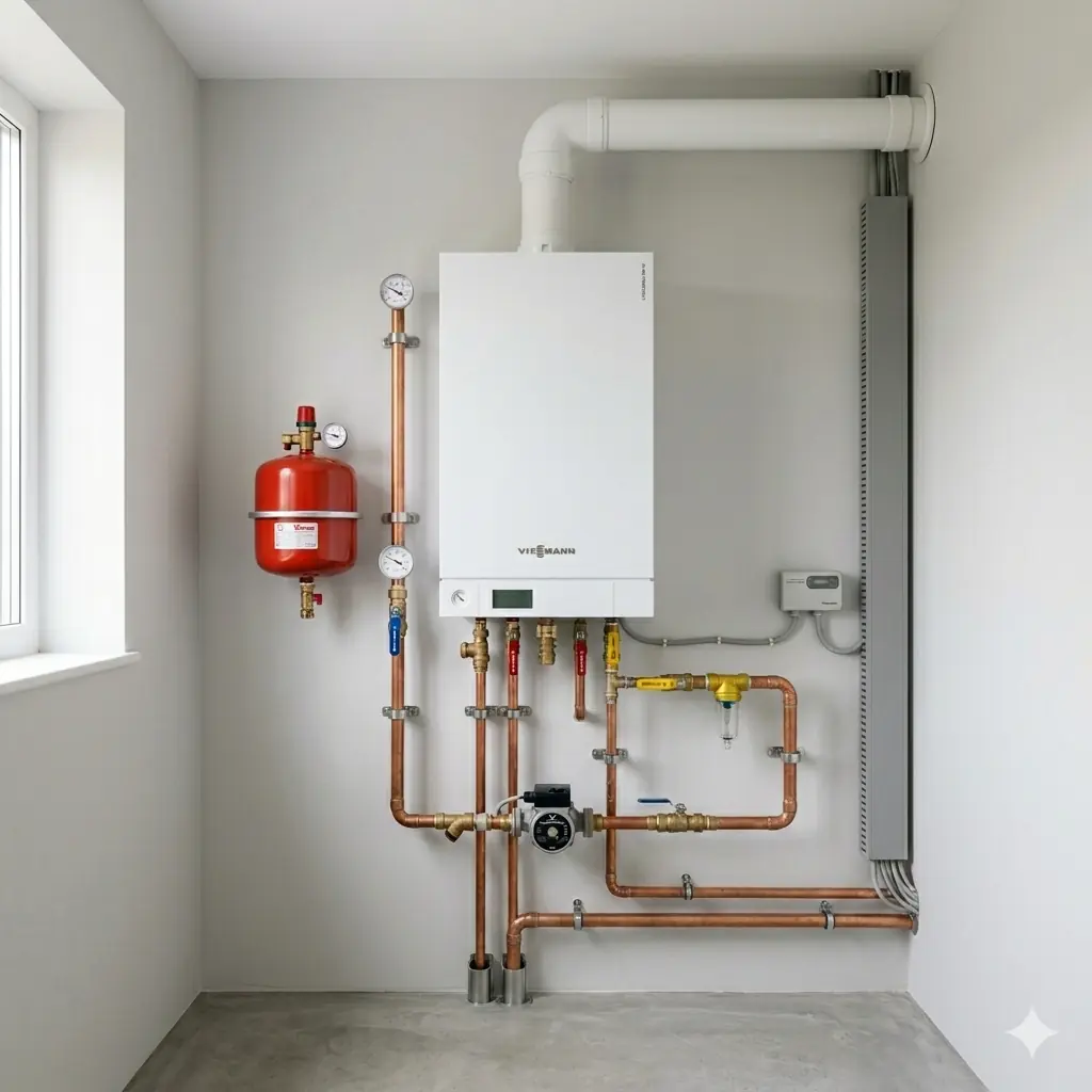 Residential boiler repair scene