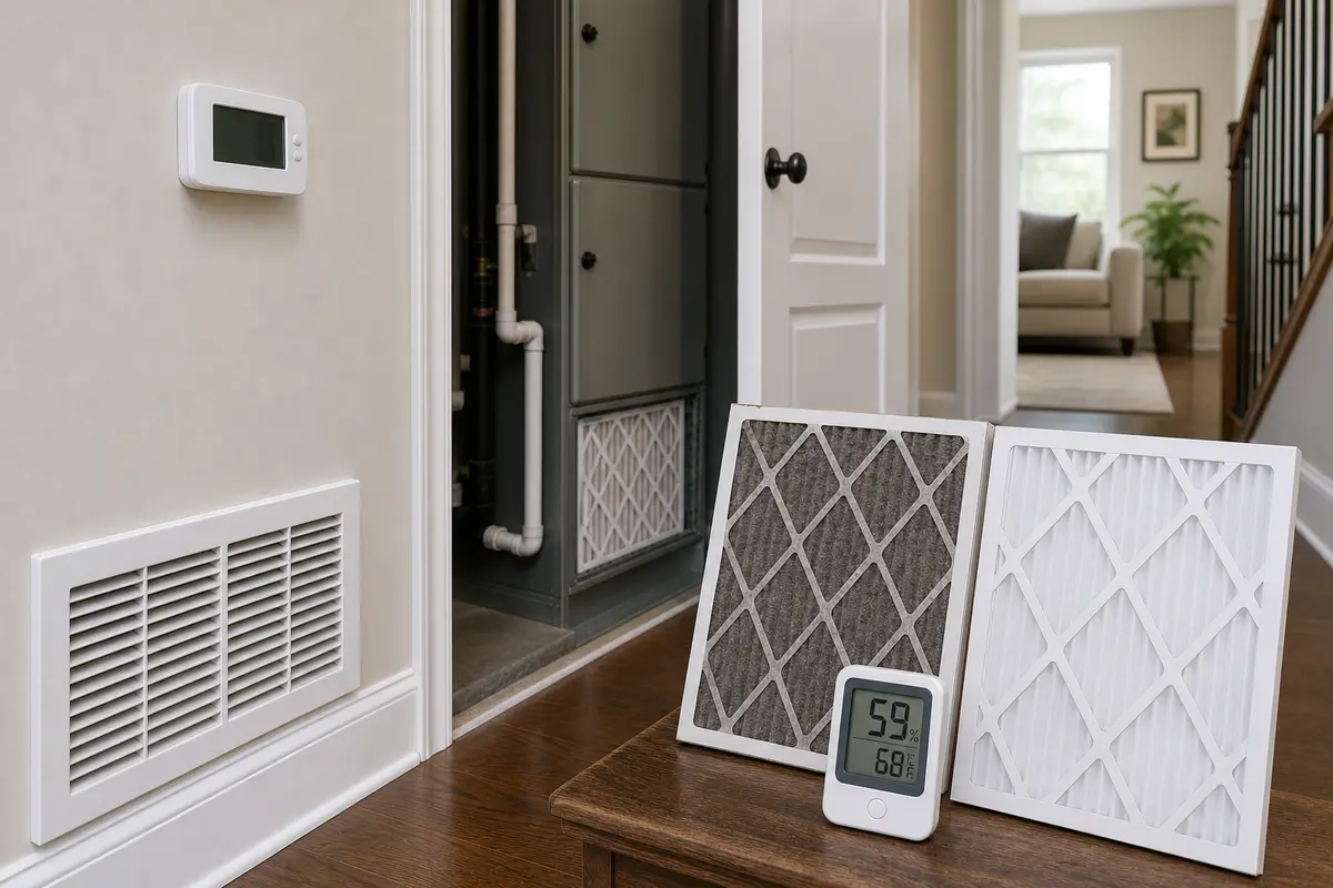 Return grille and humidity checked when house is musty during heat