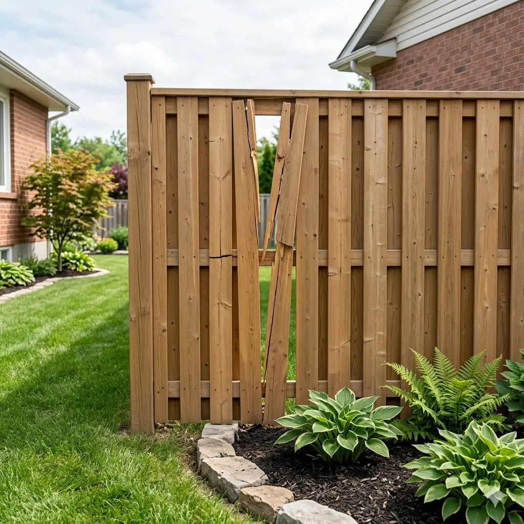 Fence panel associated with being broken