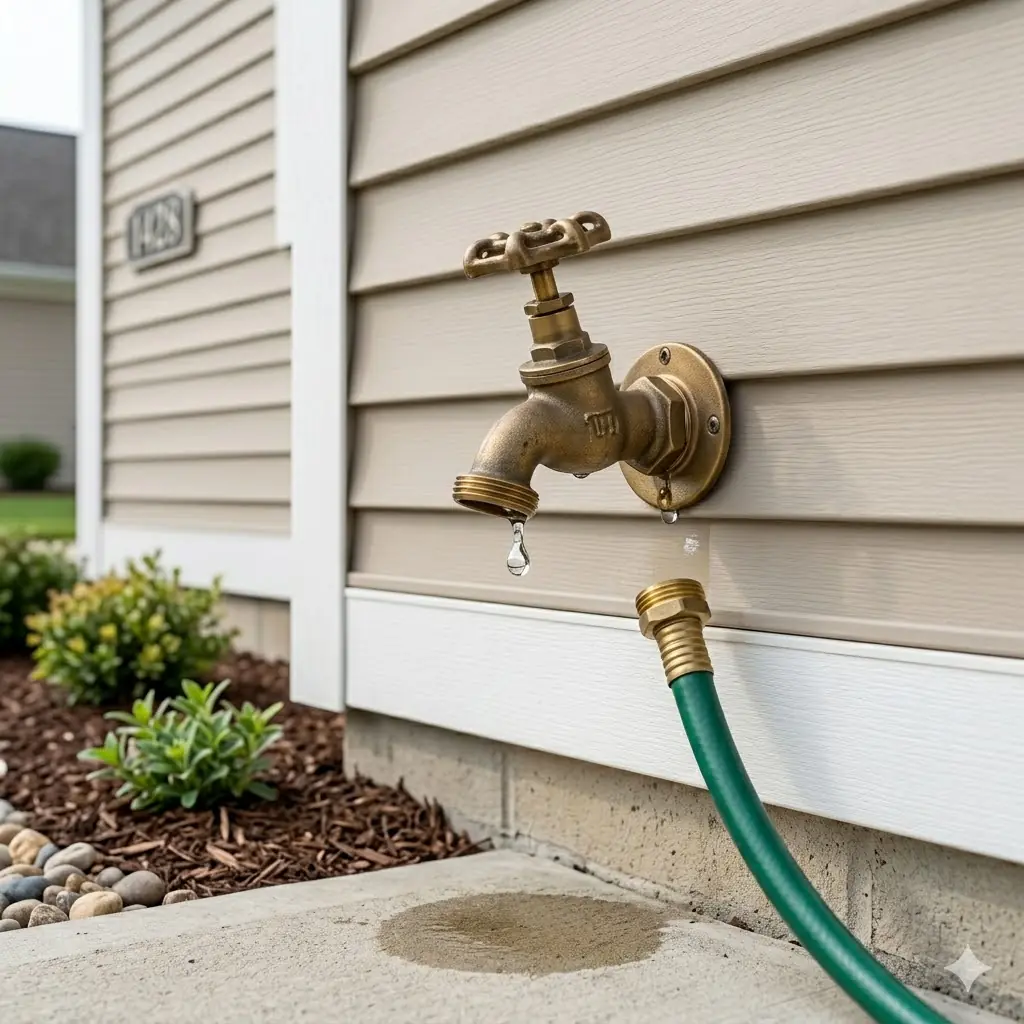Outdoor faucet associated with leaking