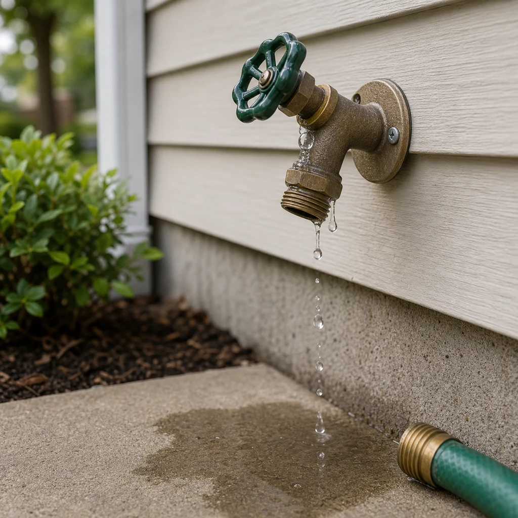 Outdoor faucet associated with leaking