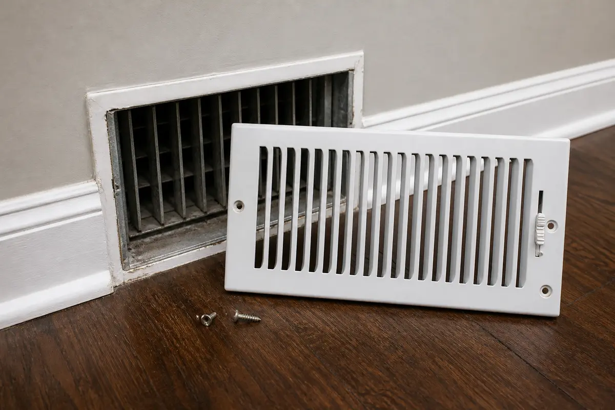 Adjustable supply register for an upstairs airflow check