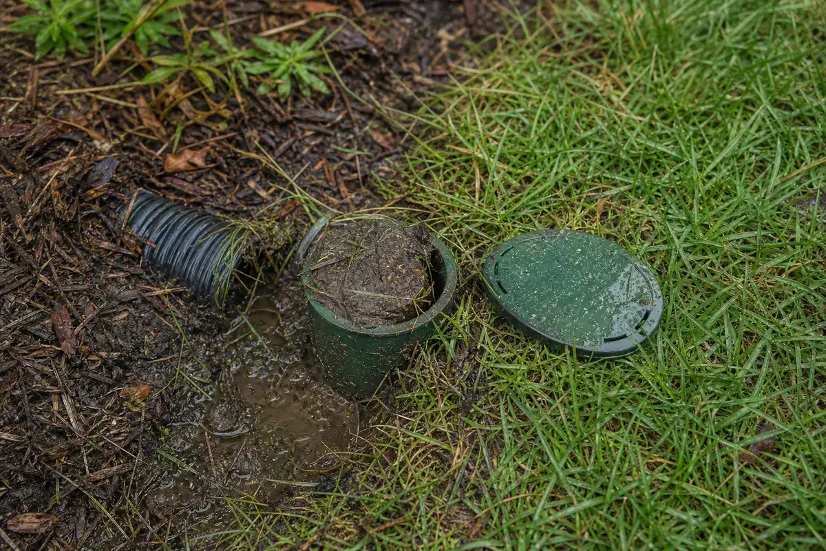 Pop-up drain emitter discharging spring runoff away from a foundation