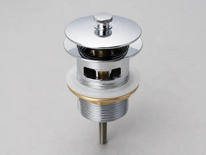Chrome bathtub drain stopper assembly with threaded stem
