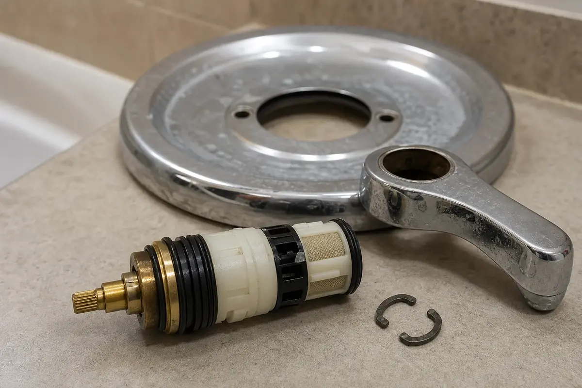 Tub shower valve cartridge for bathtub water that will not shut off
