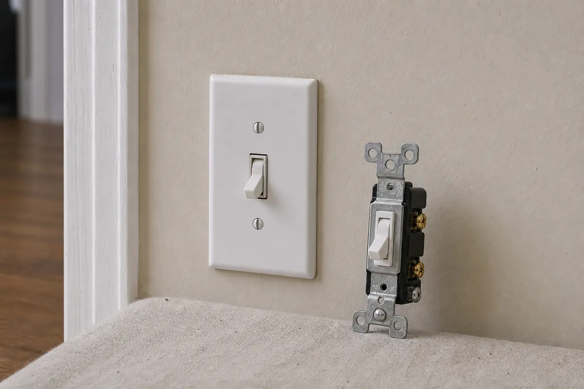 Single-pole wall switch for a confirmed noisy switch body