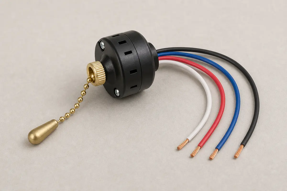 Ceiling fan pull-chain speed switch for speed-control and switch-housing symptoms