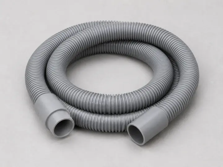 Gray corrugated dishwasher drain hose with connection cuffs