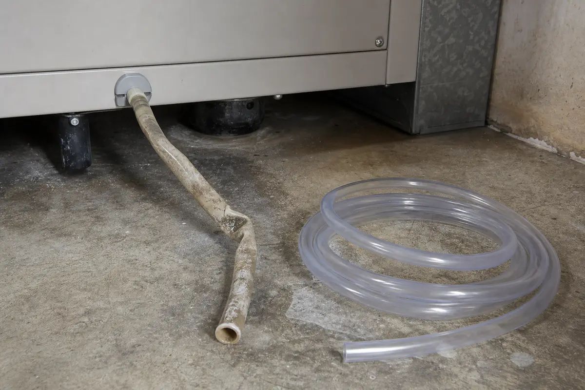 Flexible condensate drain tubing for HRV or ERV drain hose replacement