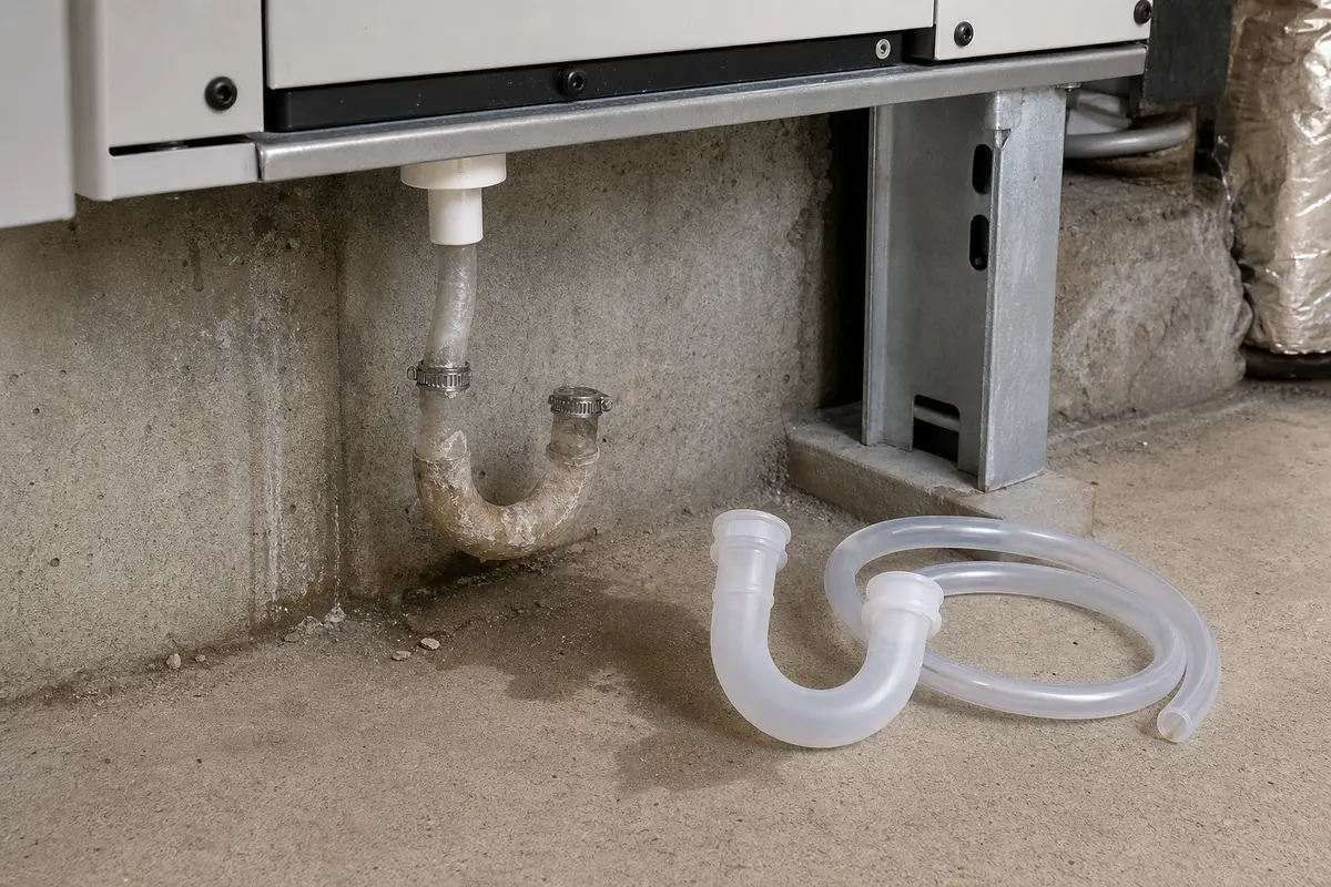 HRV or ERV condensate trap and hose area checked before buying a trap kit