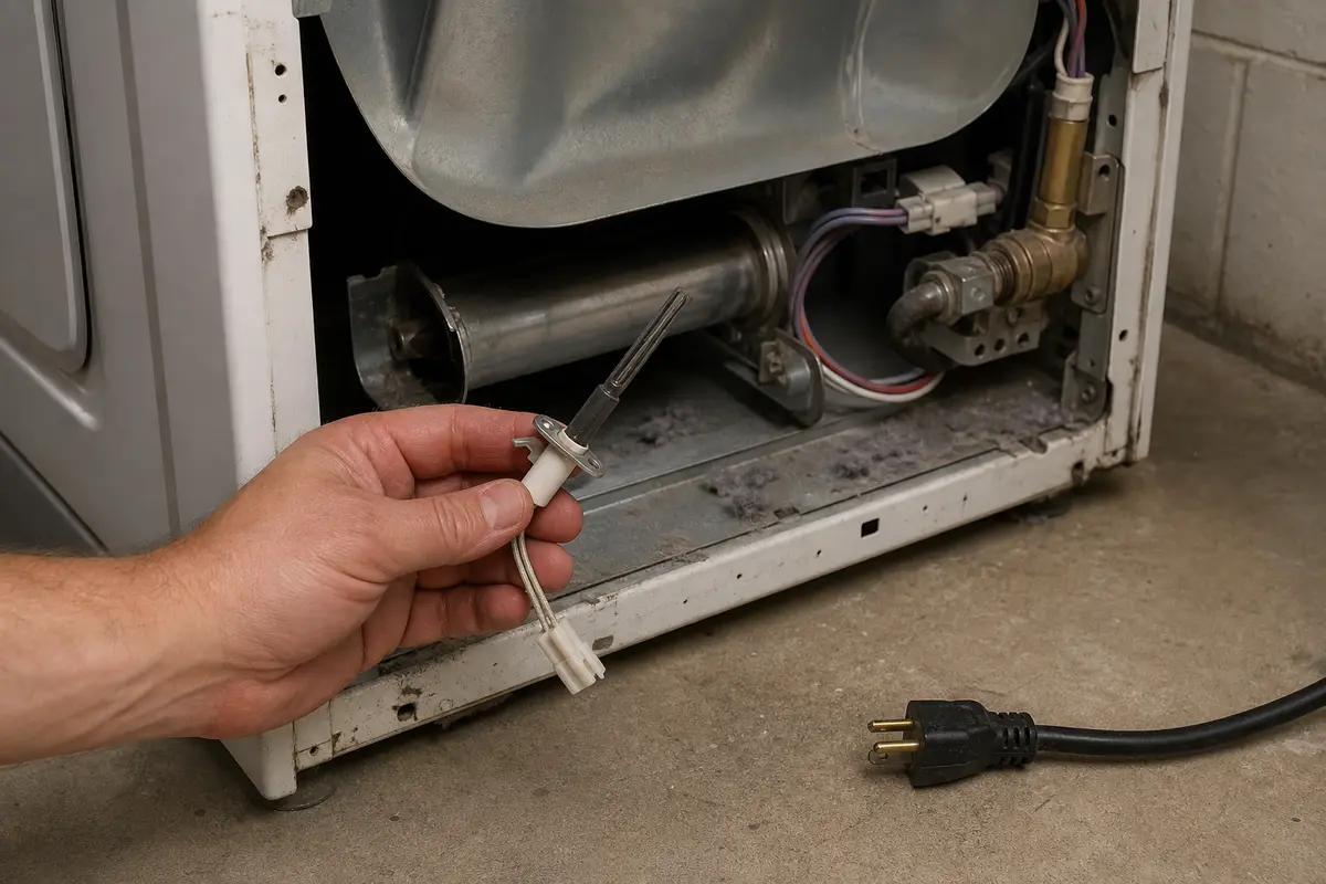 Dryer igniter replacement for a gas dryer after airflow checks