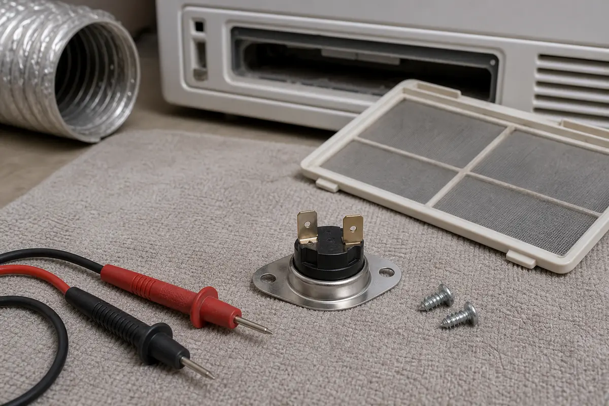 Dryer high-limit thermostat matched by terminal layout and rating