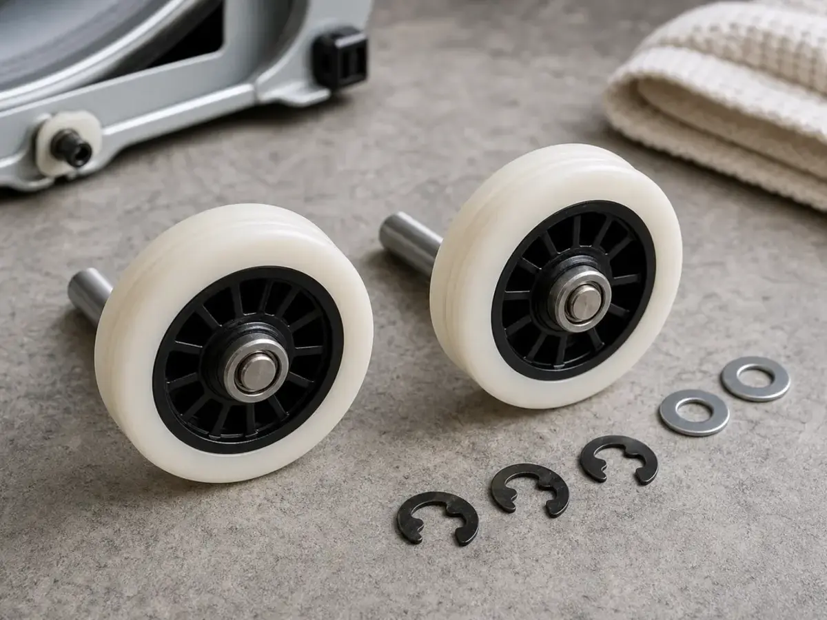Dryer drum support roller kit for a confirmed empty-drum thump