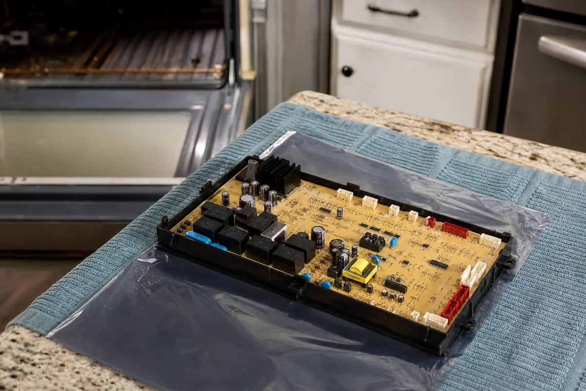 LG oven control board shown in the repair area for lg oven broiler not working