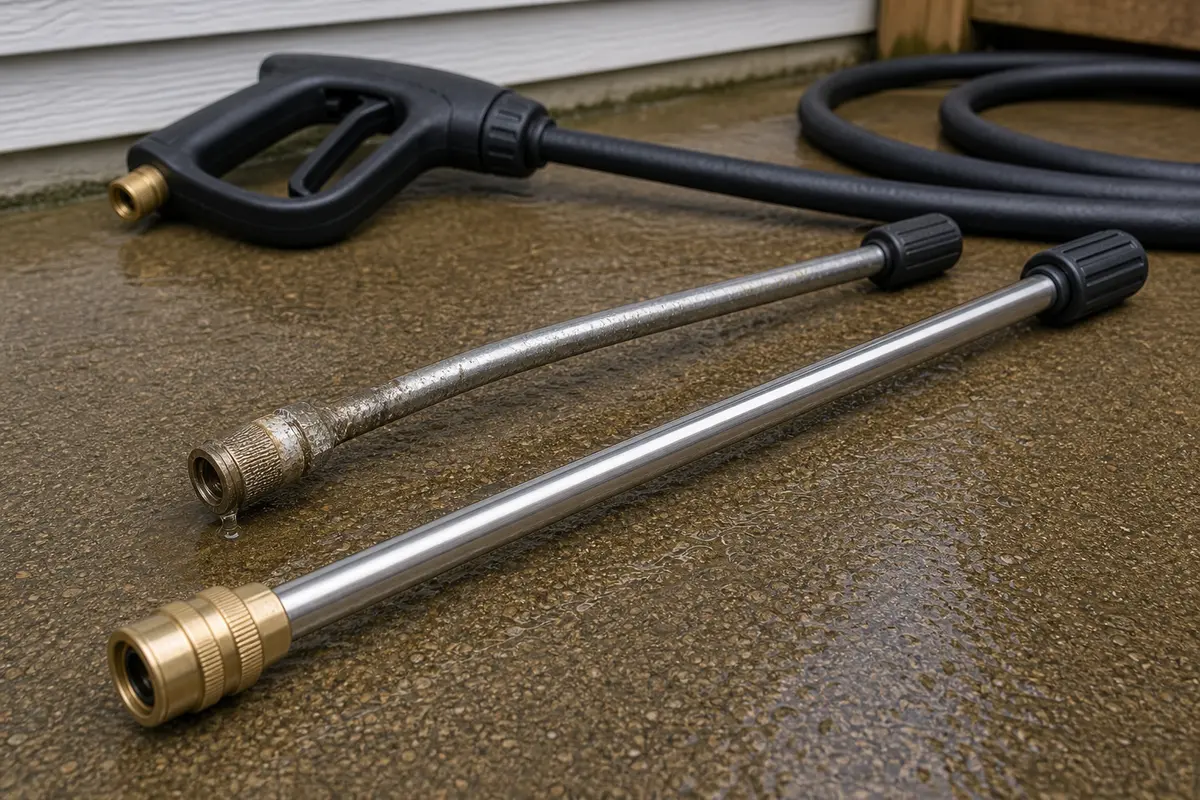 Pressure washer spray wand replacement for a bent blocked or leaking wand end