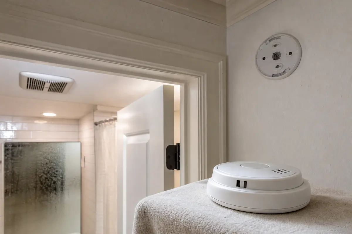 Replacement smoke detector unit shown before matching battery or hardwired alarm type