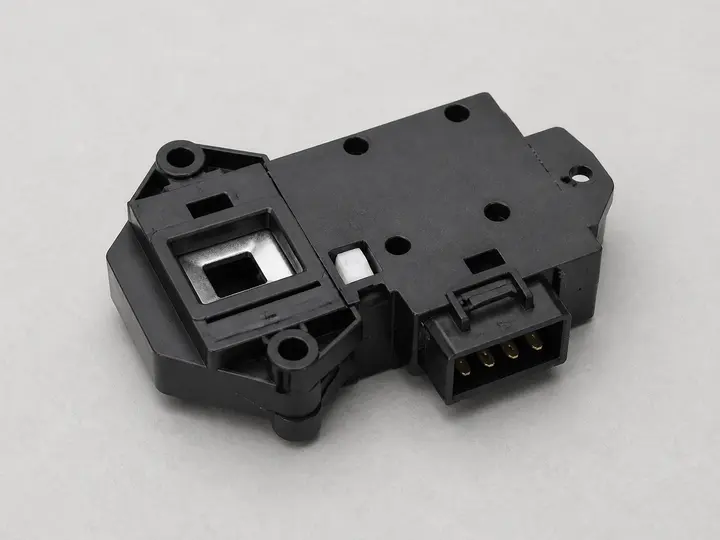 Front-load washer door latch assembly with wiring connector