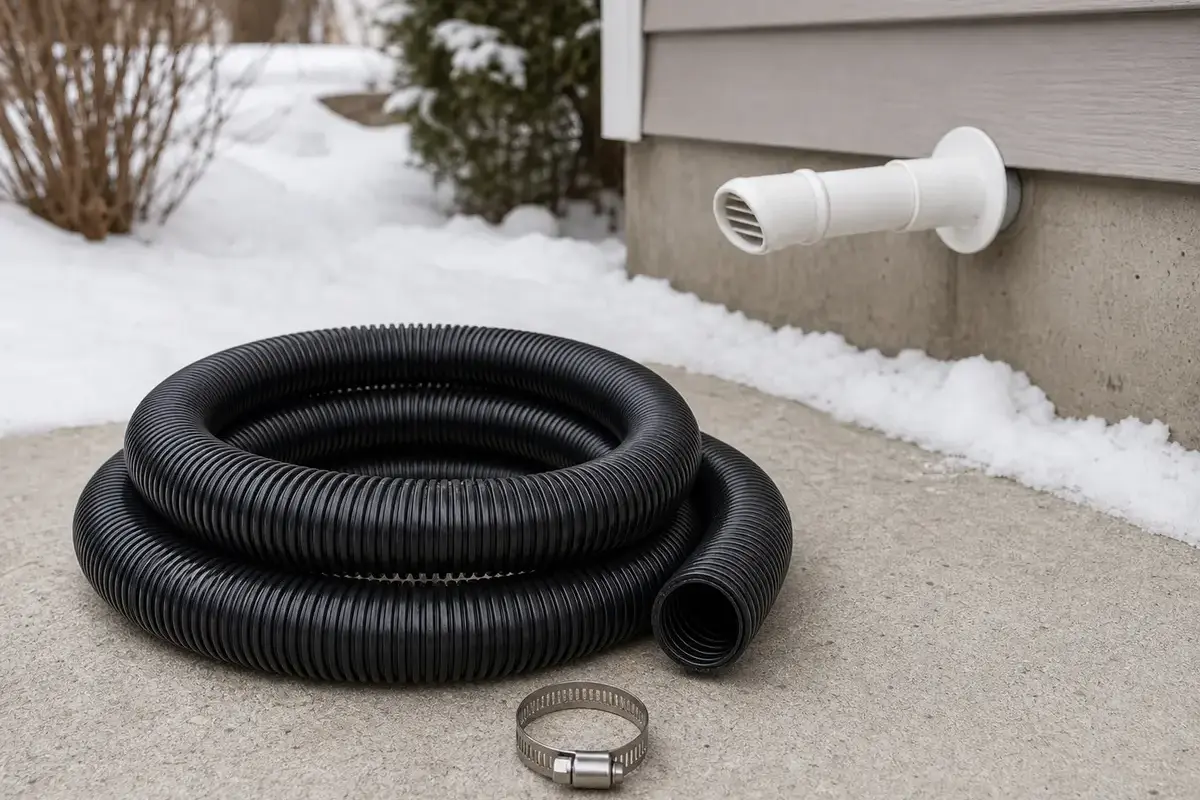 Sump pump discharge hose for a confirmed split or leaking flexible section