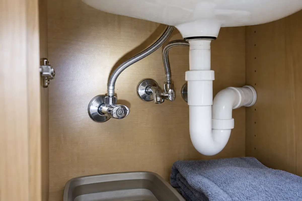Bathroom sink hot shutoff valve and braided supply line inspection
