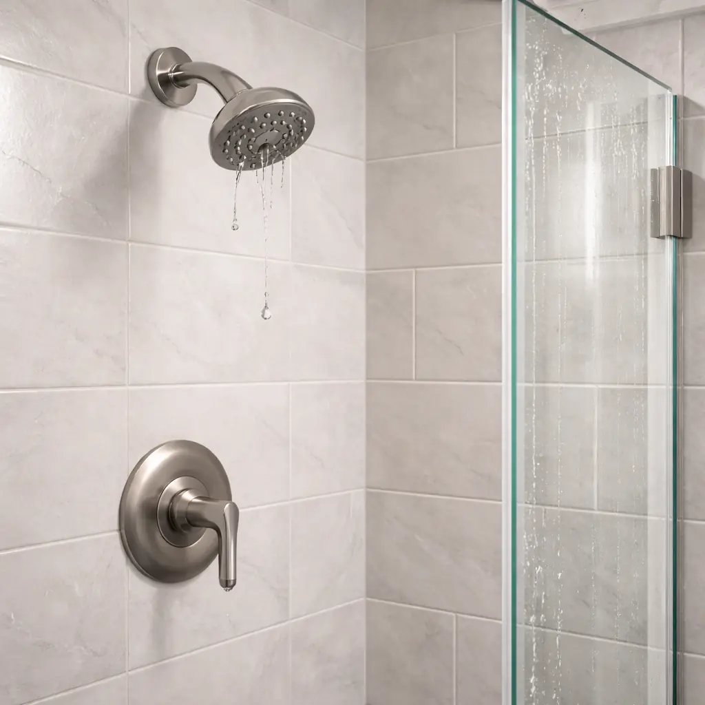 Shower associated with leaking water