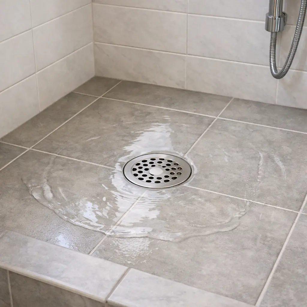 Shower associated with not draining