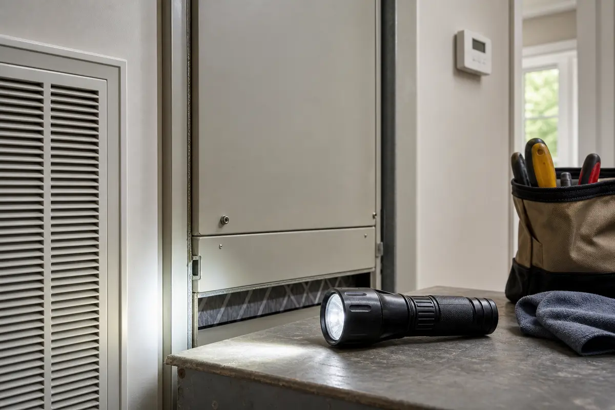 Inspection flashlight for checking why an AC fan stays on in Auto mode
