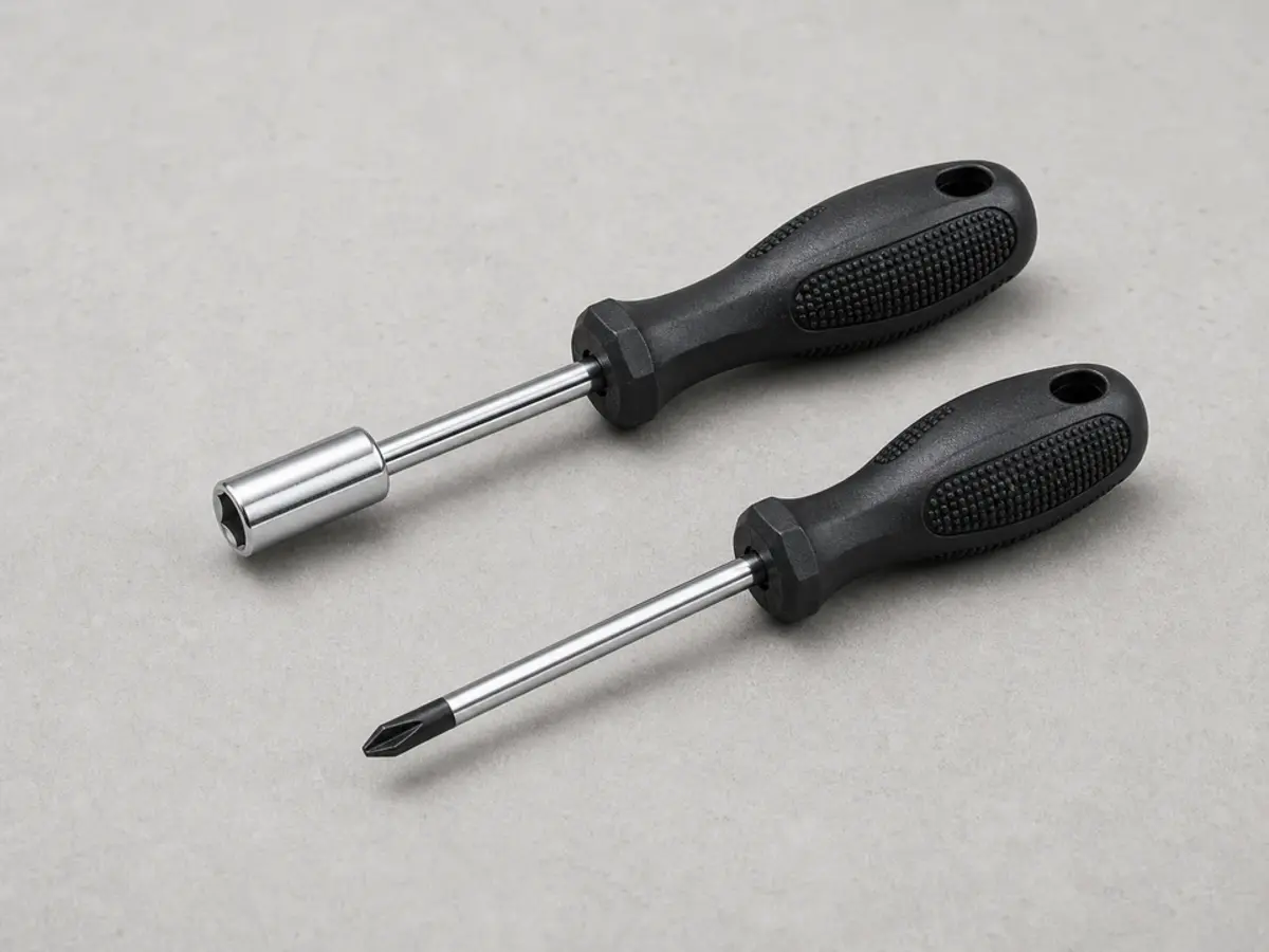 Nut driver and screwdriver for accessible air handler panel fasteners