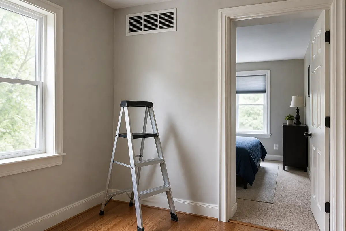 Stable step ladder for upper register checks
