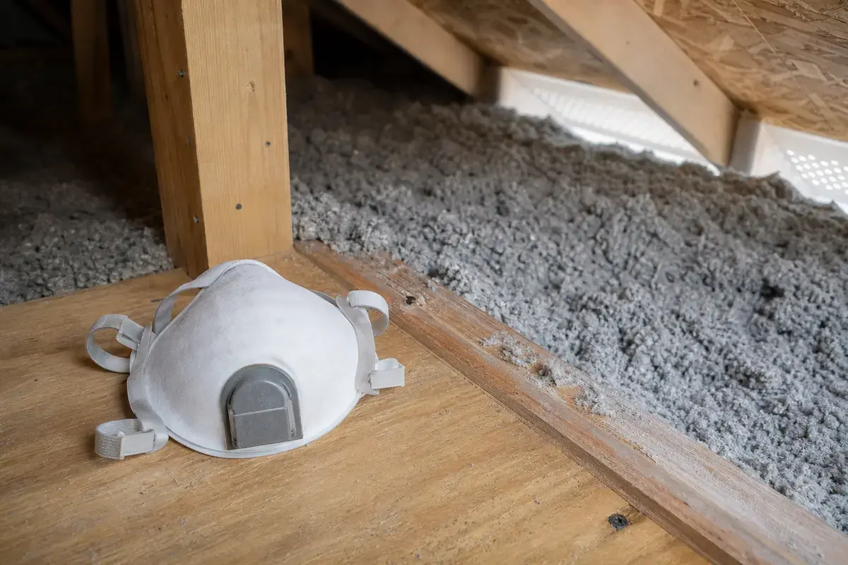 Dust mask for attic bath fan duct inspection