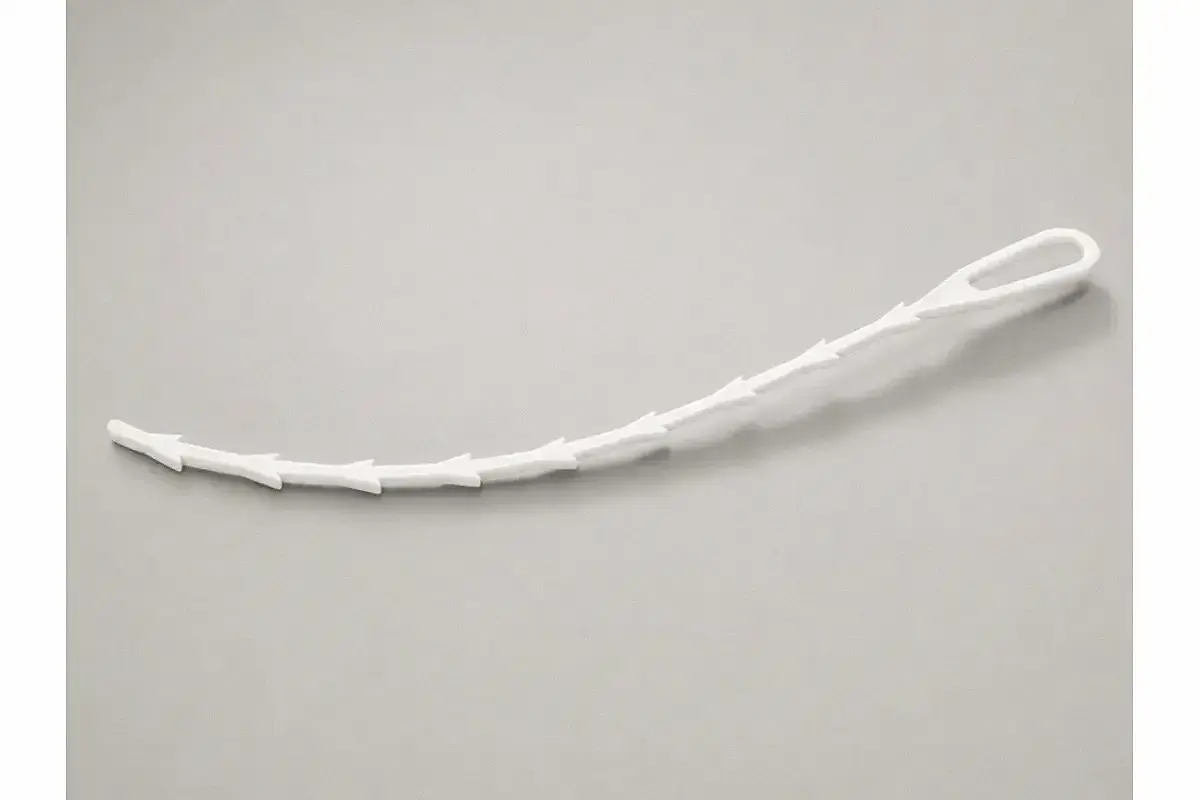 Plastic drain cleaning tool for a bathroom sink hair clog