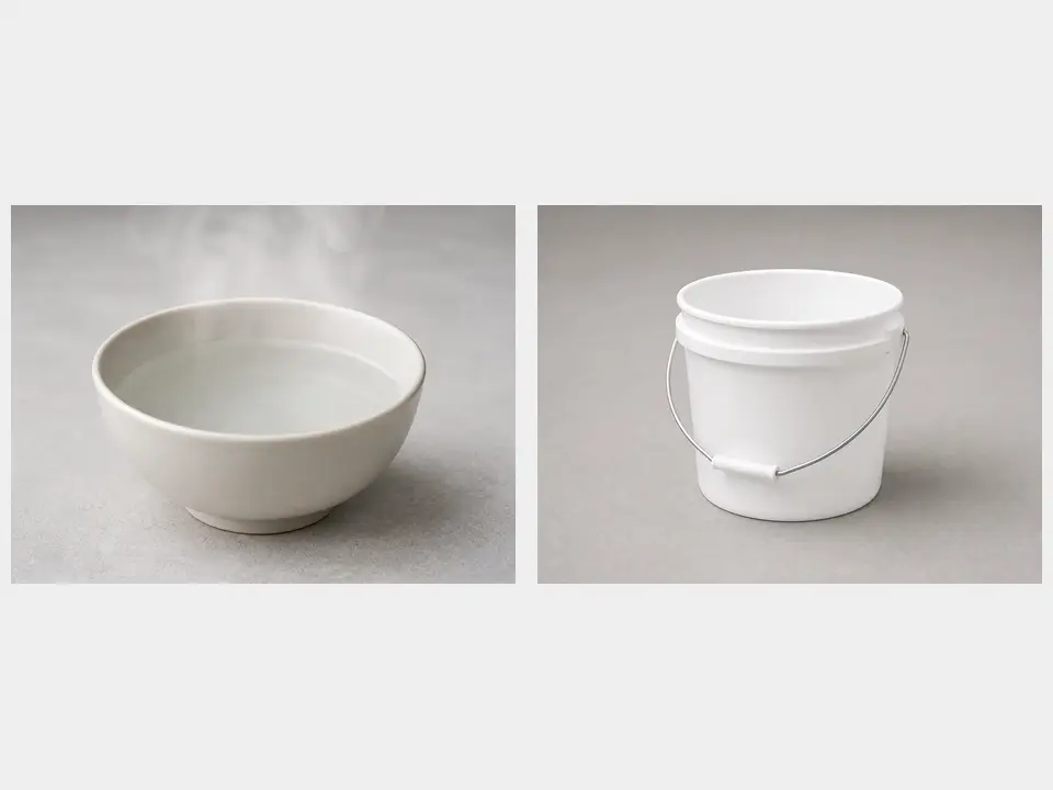 Warm water bucket or bowl tool