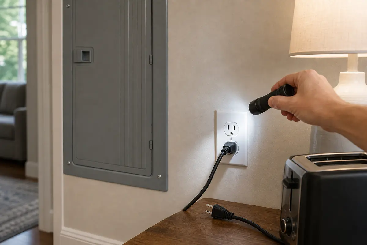 Inspection flashlight for breaker trips during rain