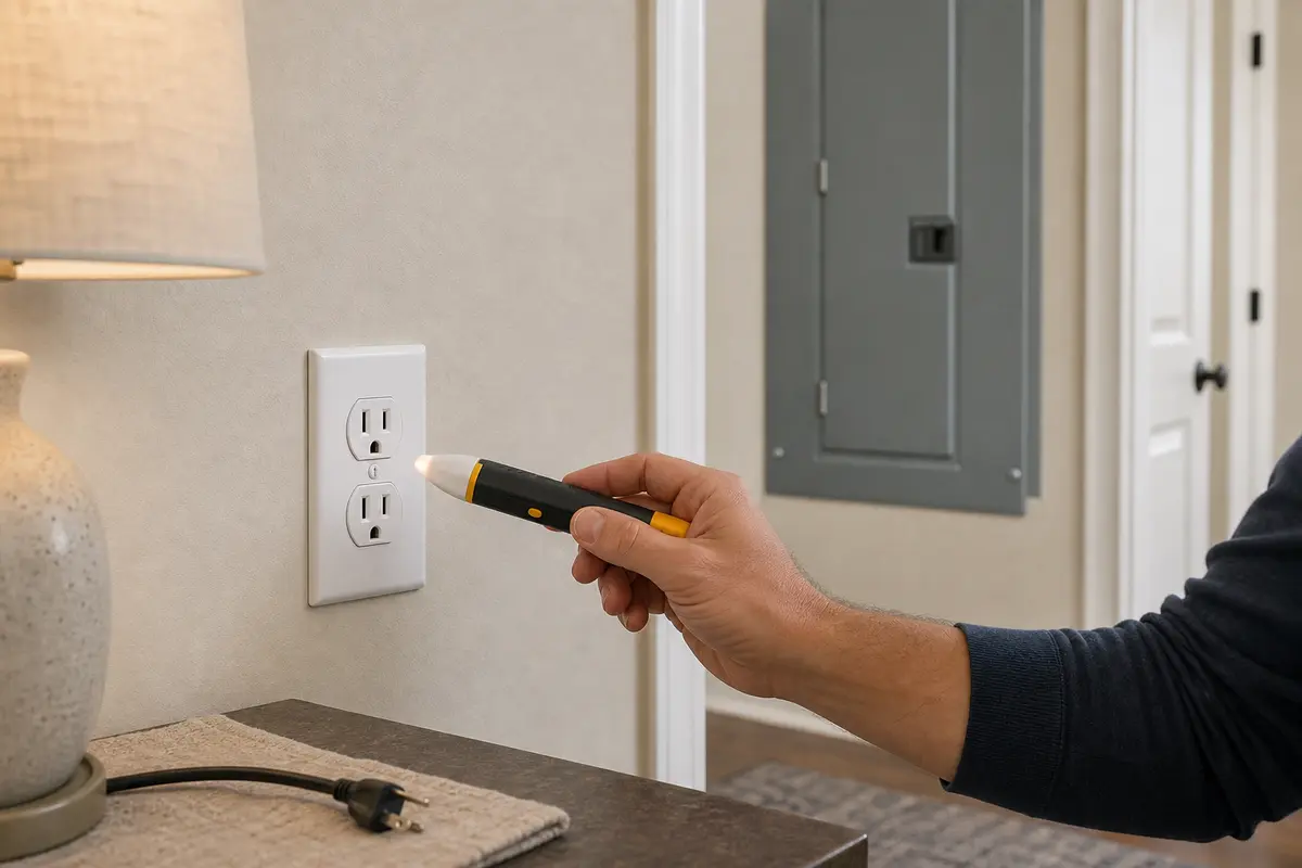 Non-contact voltage tester for breaker trips during rain