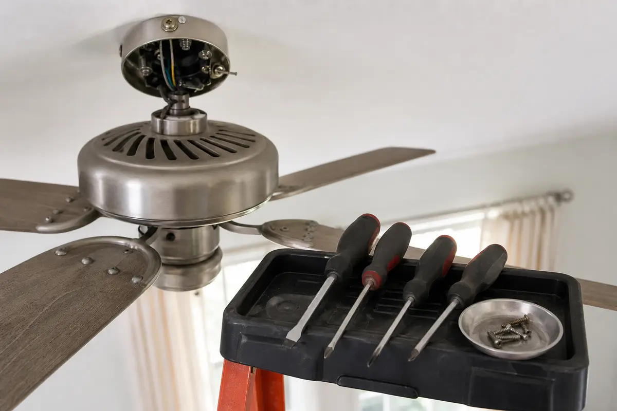 Screwdriver set for opening a ceiling fan switch housing after power is off